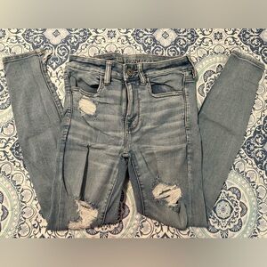 American Eagle Outfitters Light Blue Distressed hi rise jegging